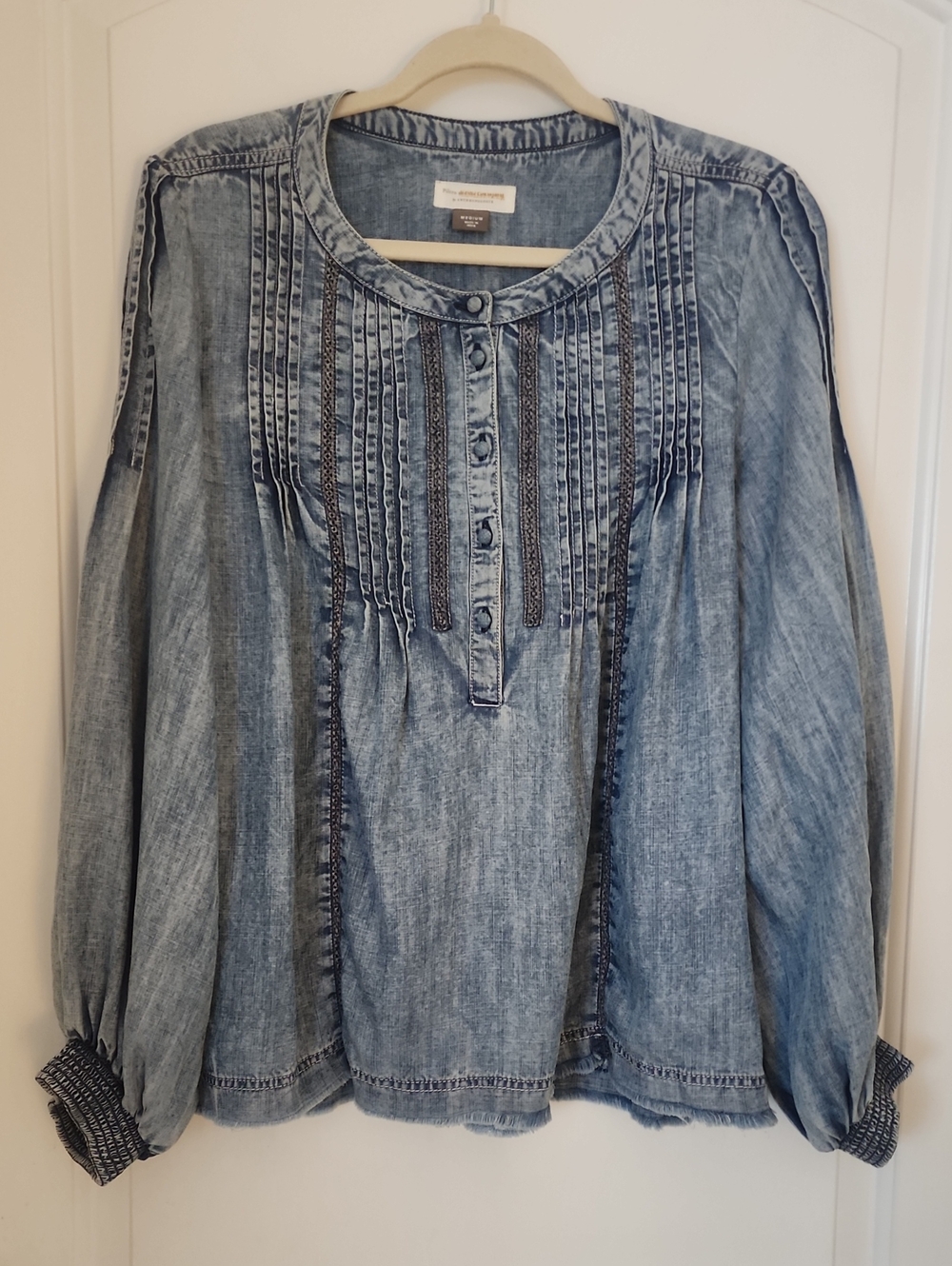 Pilcro Light Blue Denim Pintuck Peasant Tunic